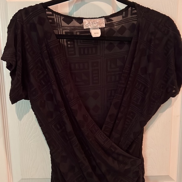 Vintage J Valdi Black slightly sheer cover up Sz M - Picture 2 of 8